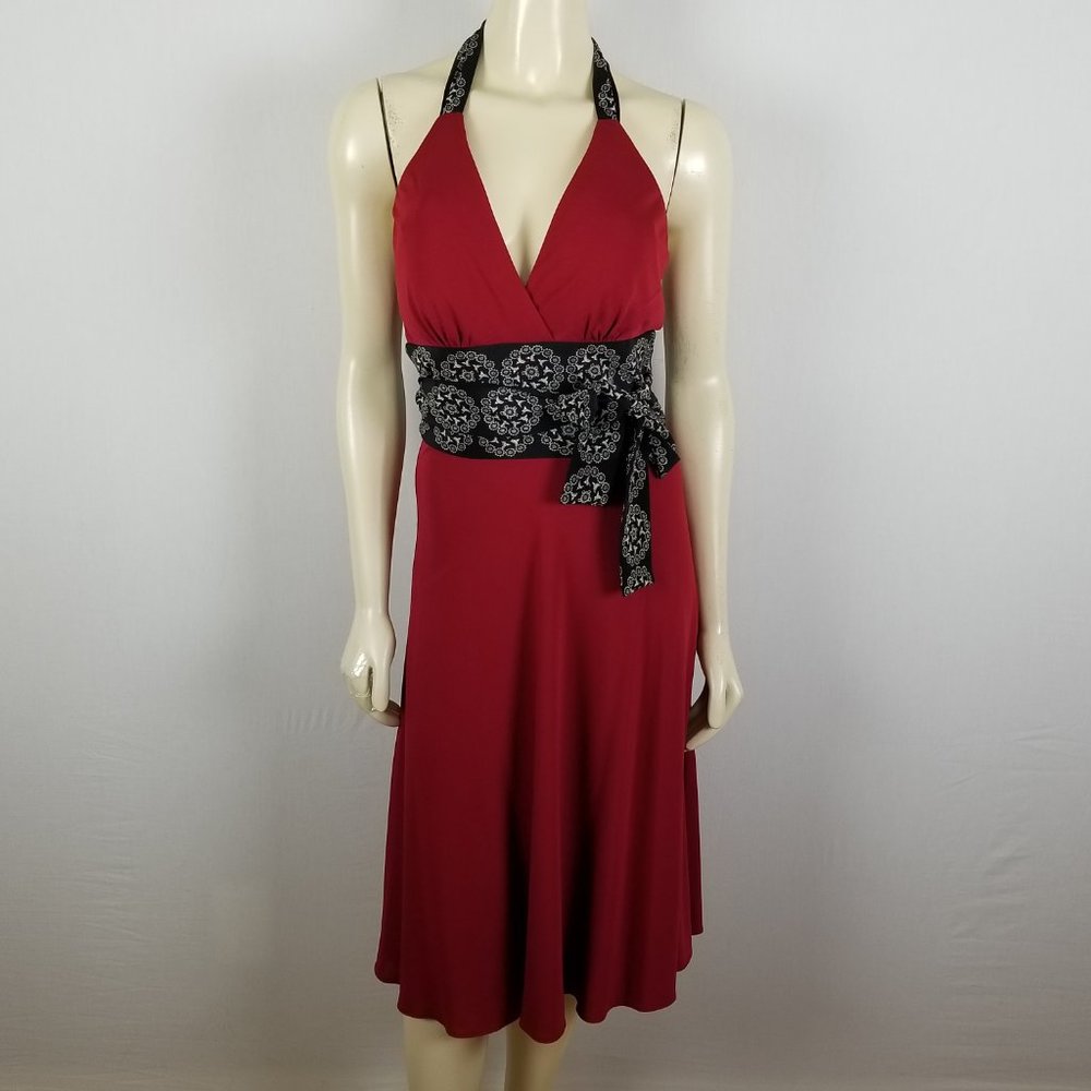 Phoebe Couture halter red empire waist‎ dress 6
